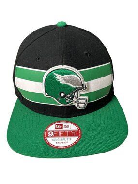 Philadelphia Eagles Retro Style Snapback Hat New Era 9Fifty NFL Black Green